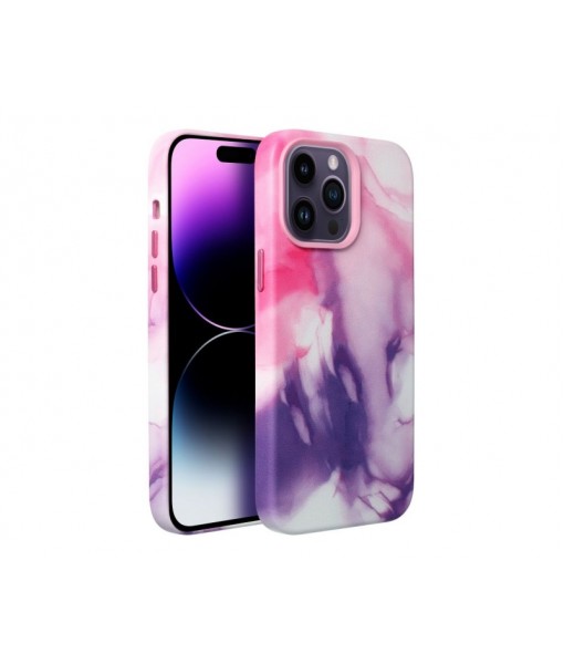 Husa iPhone 14 Pro, Magsafe, Microfibra La Interior, Purple Spalsh
